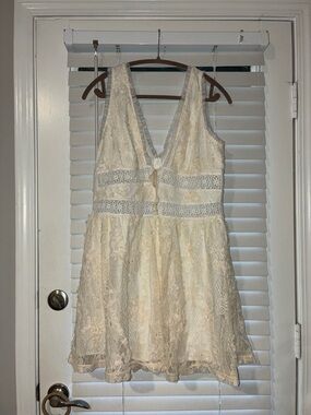 SHEIN Cream Lace Mini Dress